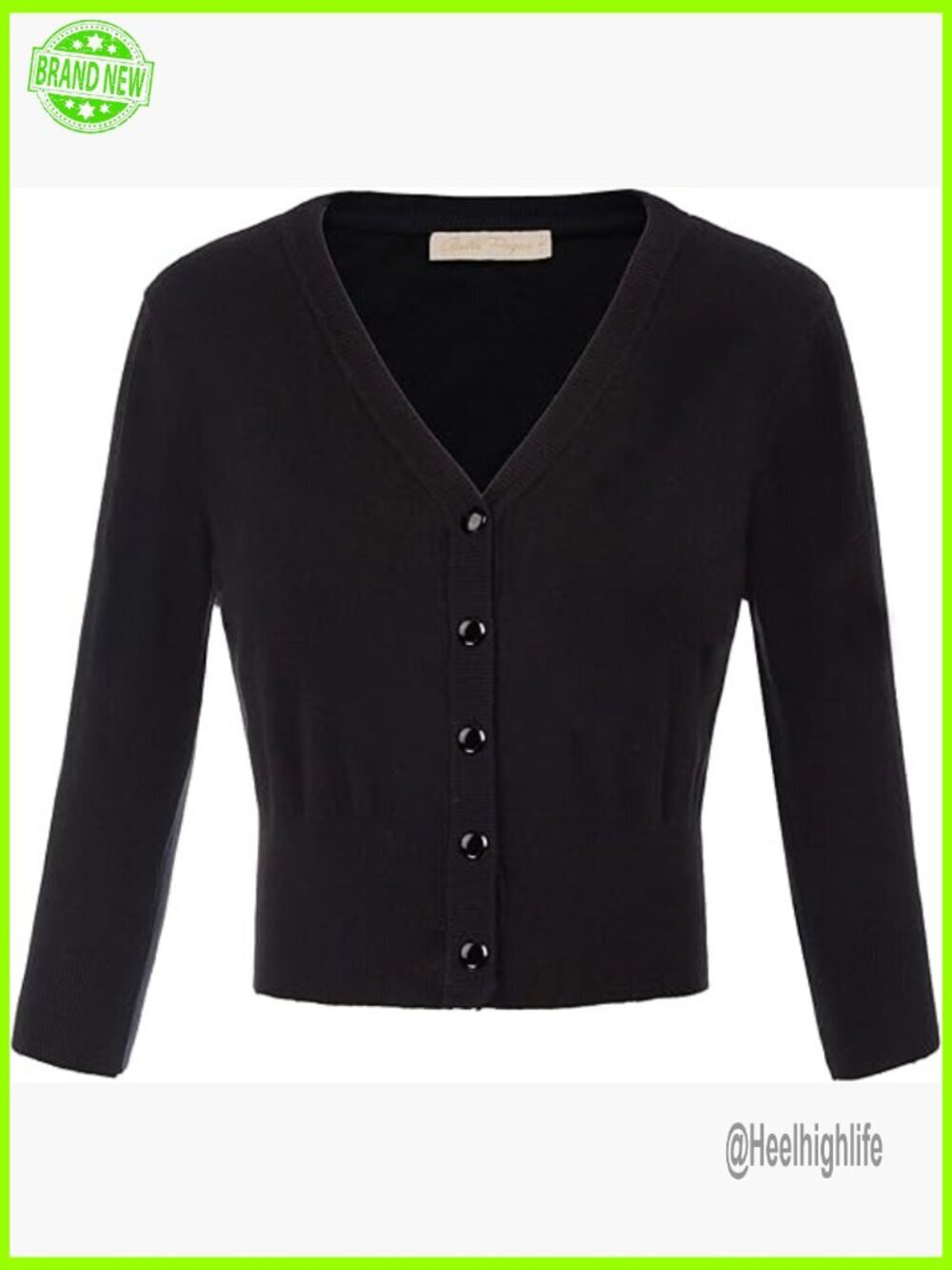 Cropped Cardigan Shrug 3/4 Sleeve Button Down Sweater Lightweight